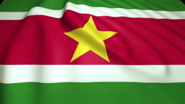 Realistische Suriname Flagge Loop Animation — Stockvideo
