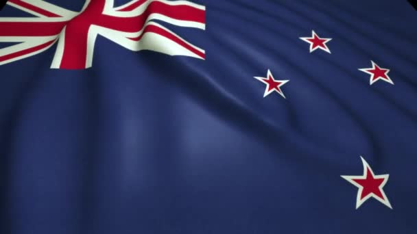 Размахивание Реалистичным Флагом Новой Зеландии Анимация Цикла — стоковое видео