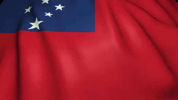 Das Schwenken Der Realistischen Samoa Flagge Auf Hintergrund Illustration — Stockfoto