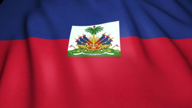 Arka planda gerçekçi Haiti bayrağı sallamak, 3 boyutlu illüstrasyon