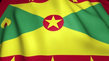 4K 'da gerçekçi Grenada bayrağı sallamak, döngü animasyonu