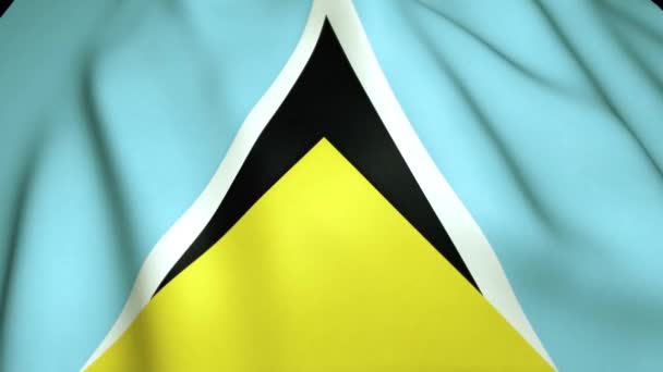 Waving Realistic Saint Lucia Flag Loop Animation — стоковое видео