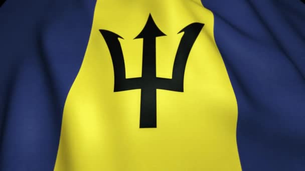 Realistische Barbados Flagge Loop Animation — Stockvideo