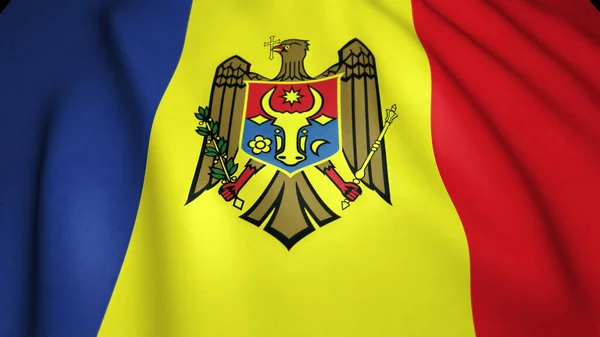 Arka planda gerçekçi Moldova bayrağı sallamak, 3d illüstrasyon