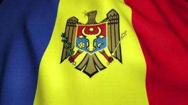 Gerçekçi Moldova 'ya 4K' da bayrak sallamak, döngü animasyonu