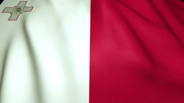 Ondeando Realista Malta Una Bandera Animación Bucle — Vídeo de stock