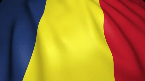 Κυματίζοντας Ρεαλιστική Σημαία Της Ρουμανίας Στο Παρασκήνιο Εικόνα — Φωτογραφία Αρχείου