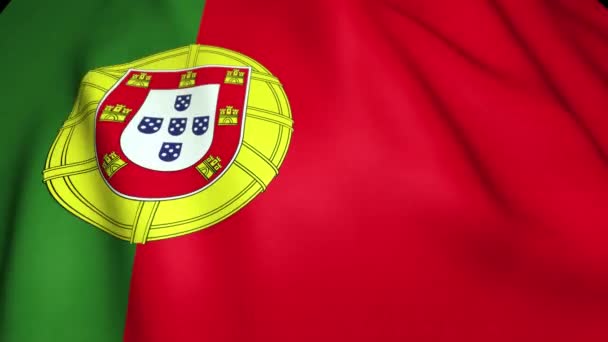 Ondeando Bandera Realista Portugal Bucle Animación — Vídeo de stock