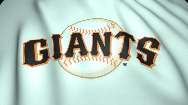 San Francisco 'lu kırmızı bayrak sallayan Giants beyzbol takımı logosu, 3 boyutlu resim