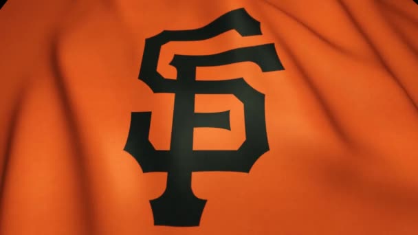 Bandera Naranja Con Emblema Negro San Francisco Giants Animación Bucle — Vídeo de stock