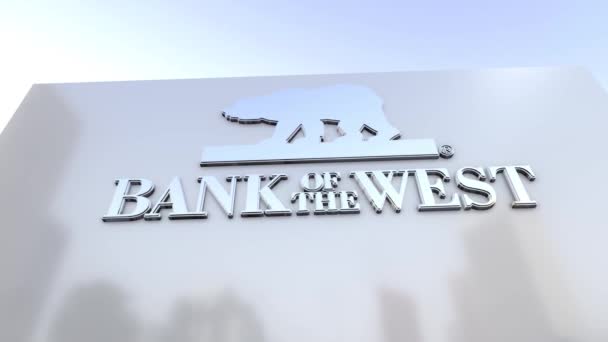 Banco Metal Del Oeste Emblema Una Superficie Espejada — Vídeo de stock