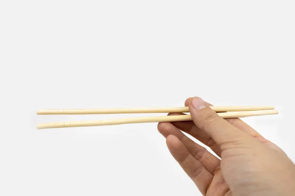 Woman Using Chopsticks Bamboo Chopsticks Asian Food — Stock Photo, Image