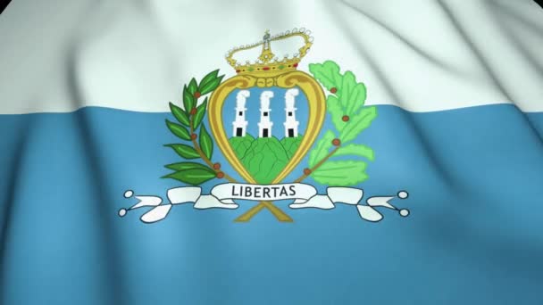 Mávání Realistickou San Marino Vlajku Pozadí Smyčka Animace — Stock video