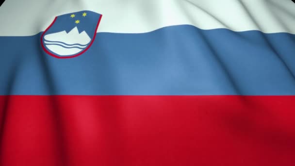Размахивание Реалистичным Флагом Словении Фоне Анимация Цикла — стоковое видео