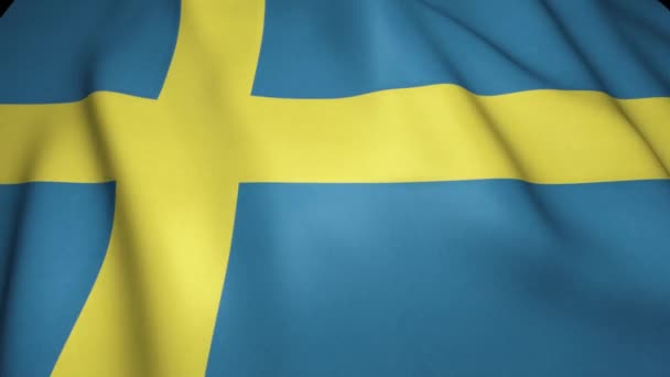 Vifta Realistiskt Sverige Flagga Bakgrund Loop Animation — Stockvideo