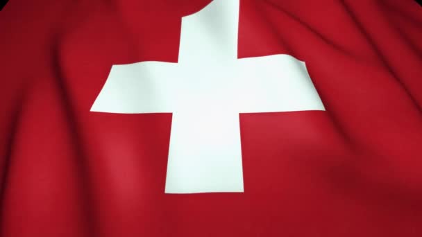 Ondeando Bandera Realista Suiza Fondo Animación Bucle — Vídeos de Stock