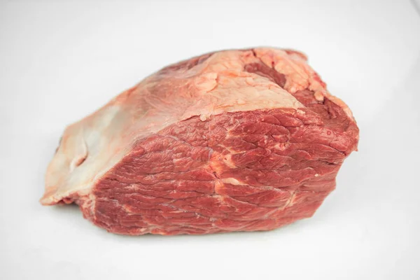 Großes Stück Rinderfilet Rohes Fleisch Isoliert Auf Weiß — Stockfoto