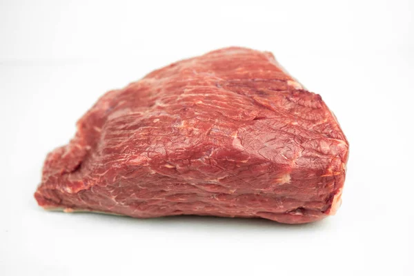 Großes Stück Rinderfilet Rohes Fleisch Isoliert Auf Weiß — Stockfoto