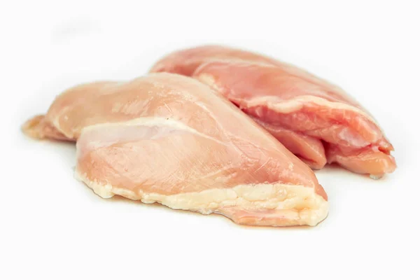 Bit Kycklingbröst Obearbetat Filékött Isolerat Vitt — Stockfoto