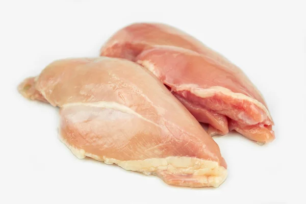 Sepotong Dada Ayam Daging Filet Mentah Terisolasi Atas Putih — Stok Foto
