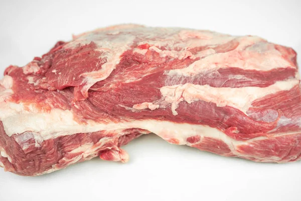 Большой Кусок Жира Свинины Филе Сырое Мясо Изолированные Белом — стоковое фото