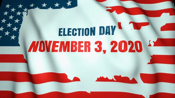 waving flag, presidential election day in US on November 3, 2020, background, 3d illustration