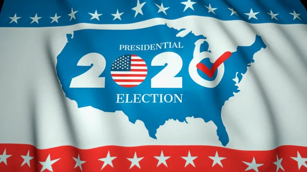 飘扬的旗帜 2020年美国总统选举 3D插图 — 图库照片