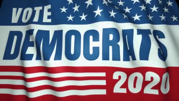 Waving Flag Vote Democrat Party Background Loop Animation Election 2020 — Stock Video