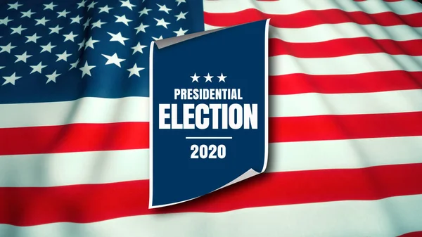 Poster Met Presidentsverkiezingen 2020 Aankondiging Zwaaien Amerikaanse Vlag Achtergrond Illustratie — Stockfoto