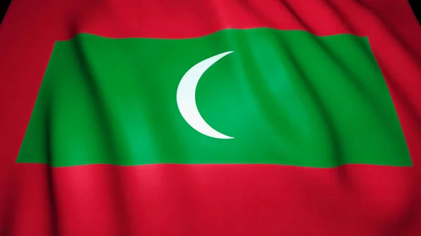 Waving Reális Maldív Szigetek Zászló Háttér Illusztráció — Stock Fotó