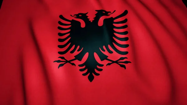Sventolando Realistico Sfondo Bandiera Albania Illustrazione — Foto Stock