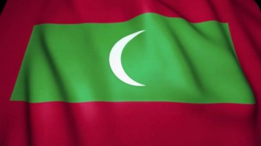 Sallanan gerçekçi Maldivler bayrağı, 4k arkaplan, döngü animasyonu