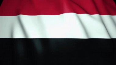 Gerçekçi Yemen bayrağı sallıyor, 4k arkaplan, döngü animasyonu