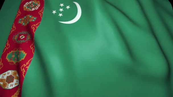 Размахивание Реалистичным Флагом Туркменистана Фоном Анимация Цикла — стоковое видео