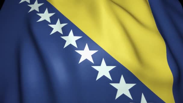 Das Schwenken Einer Realistischen Bosnien Flagge Hintergrund Loop Animation — Stockvideo