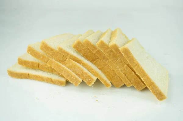 Stos Białego Chleba Izolowany Białym Tle — Zdjęcie stockowe