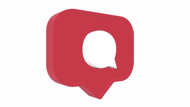 Social Media Icon Red Shape New Message Concept Loop Animation — Stock Video