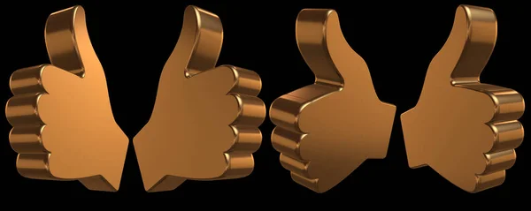 Golden Thumb Dimensions New Likes Concept Black Background Illustration — Stock Photo, Image