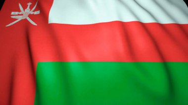 Gerçekçi Umman bayrağı sallıyor. 3d illüstrasyon