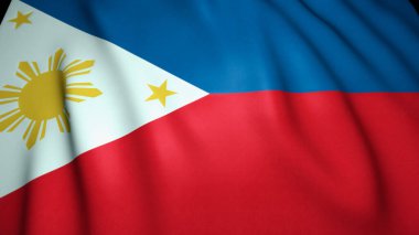Gerçekçi Filipinler bayrağı sallıyor. 3d illüstrasyon