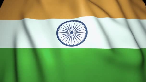 挥动现实的印度国旗背景 循环动画 — 图库视频影像