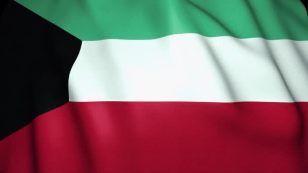 Размахиваю Реалистичным Флагом Кувейта Цикл Анимации — стоковое видео
