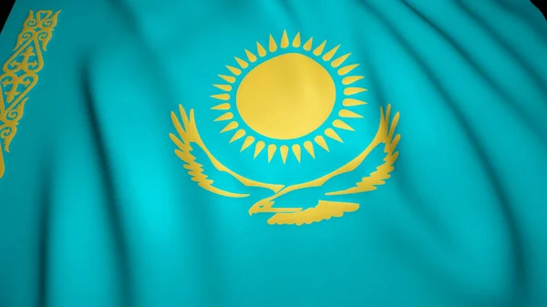 Gerçekçi Kazakistan bayrağı sallıyor. 3d illüstrasyon