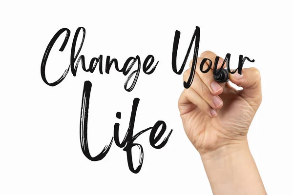 Change Your Life Doodle Whiteboard Written Black Marker Hand Scribble — Stock Photo, Image