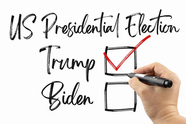 Stem Voor Nieuwe President Amerikaanse Verkiezingen 2020 Met Checkbox Doodle — Stockfoto