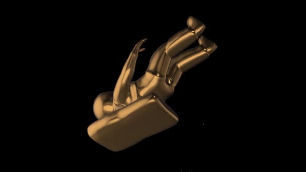 Gouden Astronaut Animatie Moderne Kunst Weergave Van Kosmonaut Zwarte Achtergrond — Stockvideo