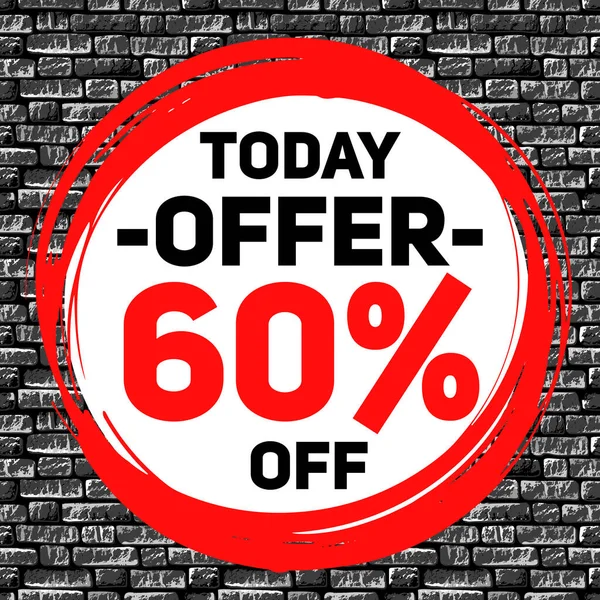 Büyük satışlar ve indirimli pankartlar tuğla duvar zemininde klasik desenli elle yazılmış harflerle..