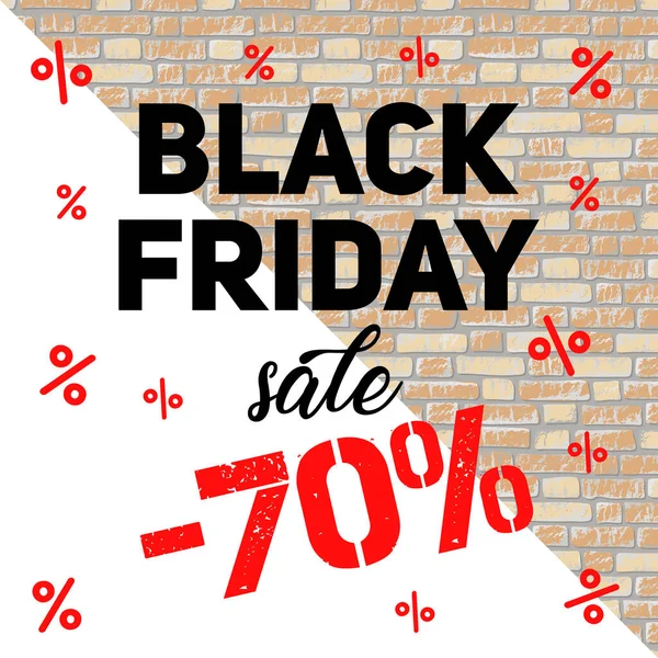 Büyük satışlar ve indirimli pankartlar tuğla duvar zemininde klasik desenli elle yazılmış harflerle..