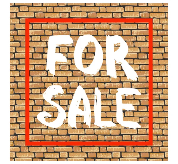 Büyük satışlar ve indirimli pankartlar tuğla duvar zemininde klasik desenli elle yazılmış harflerle..