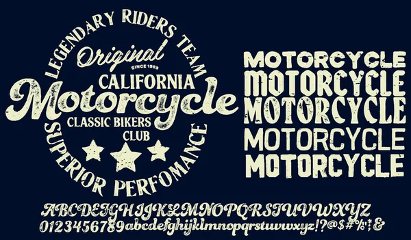 Motorcycle Club Community Logo Design Decoratieve Vintage Borstel Script Belettering — Stockvector